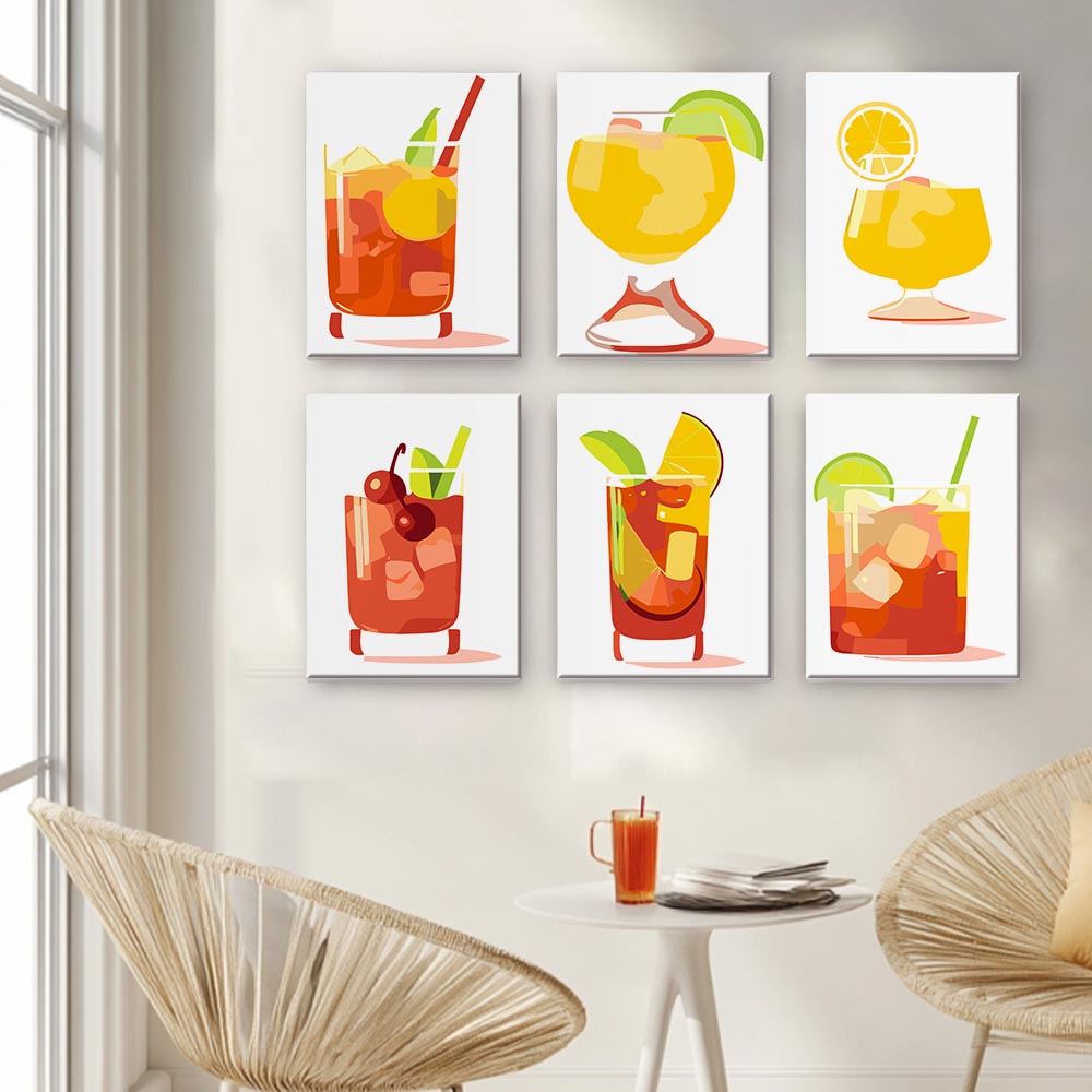 Paint by Numbers – 6 Mini Paintings | Refreshing Summer Cocktails Set