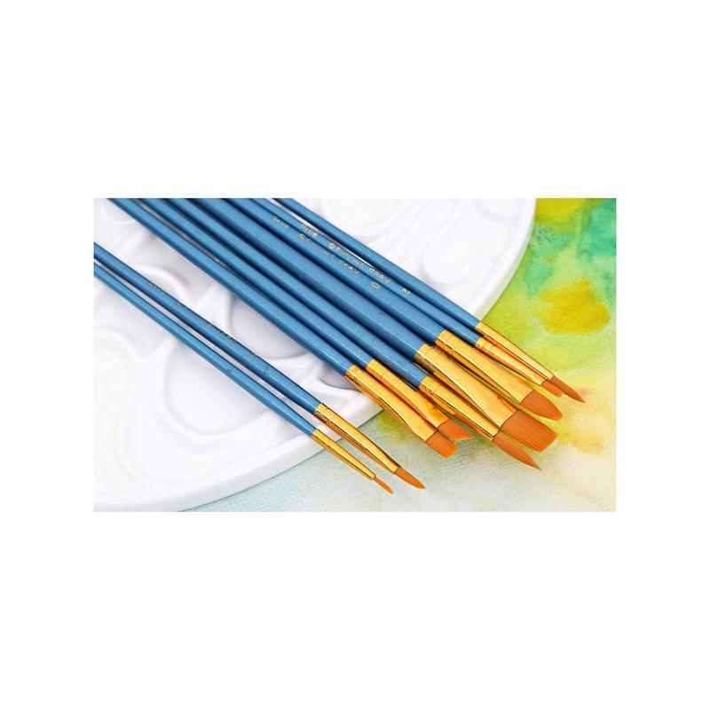 10 Brushes for Acrylic Colors - Different Sizes and Shapes