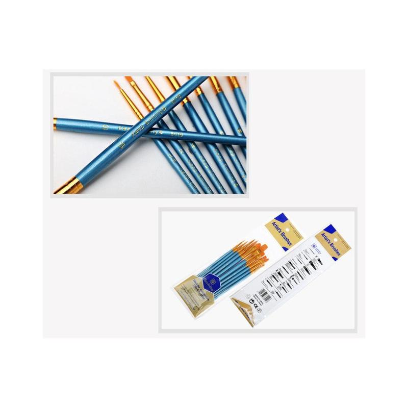 10 Brushes for Acrylic Colors - Different Sizes and Shapes