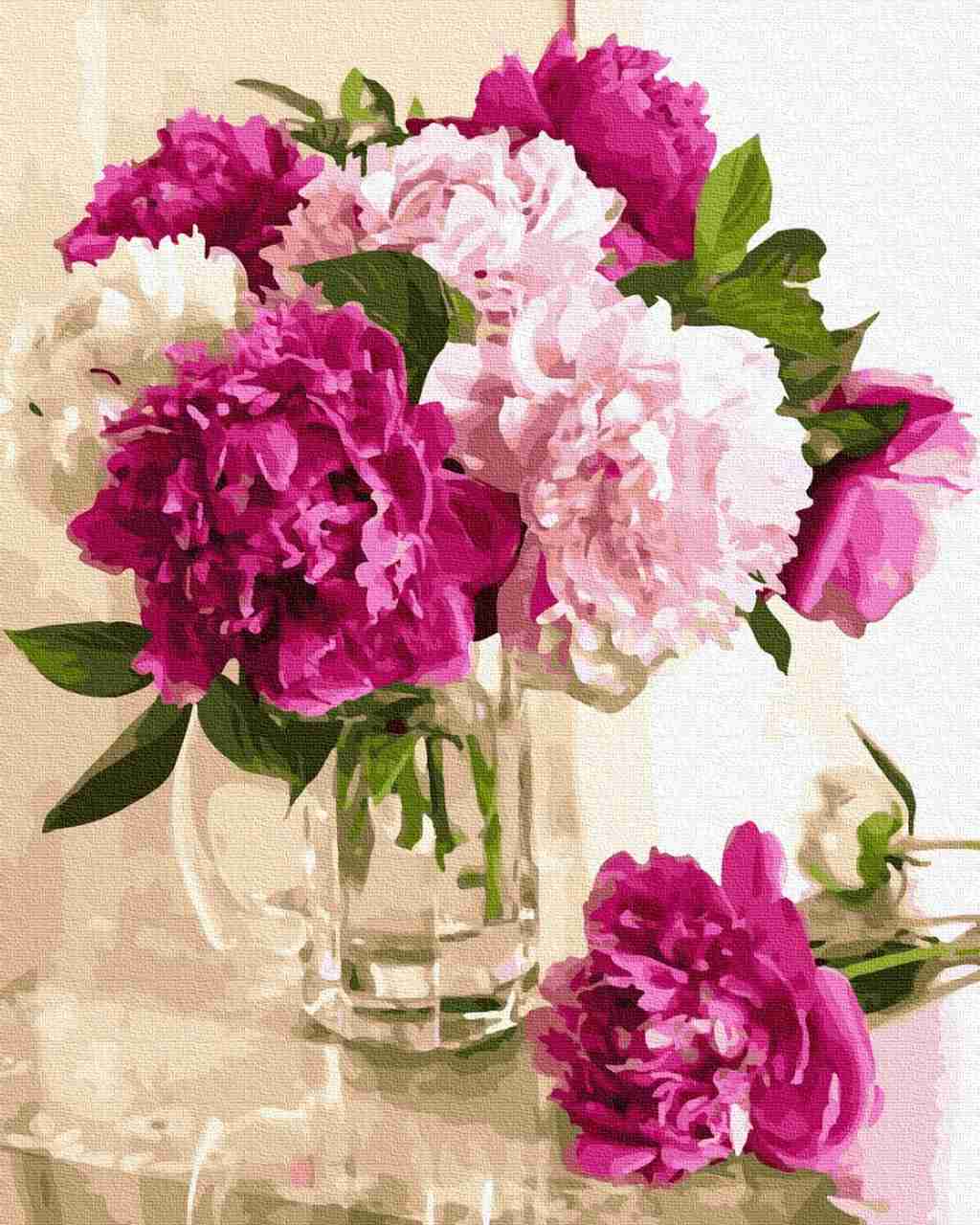 Peonies in Vase (wallpaper background)  Paint-by-Number Kit for Adults —  Elle Crée (she creates)