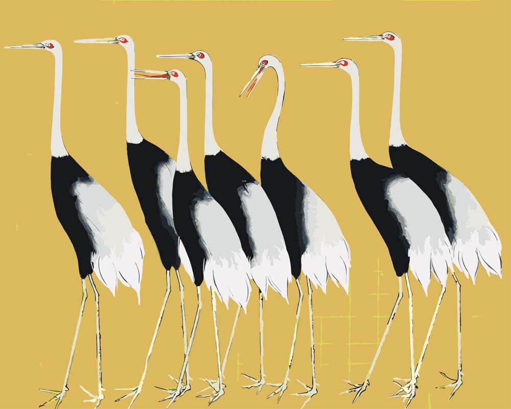 Ogata Korin flock of Japanese red-crowned cranes paint by numbers kit