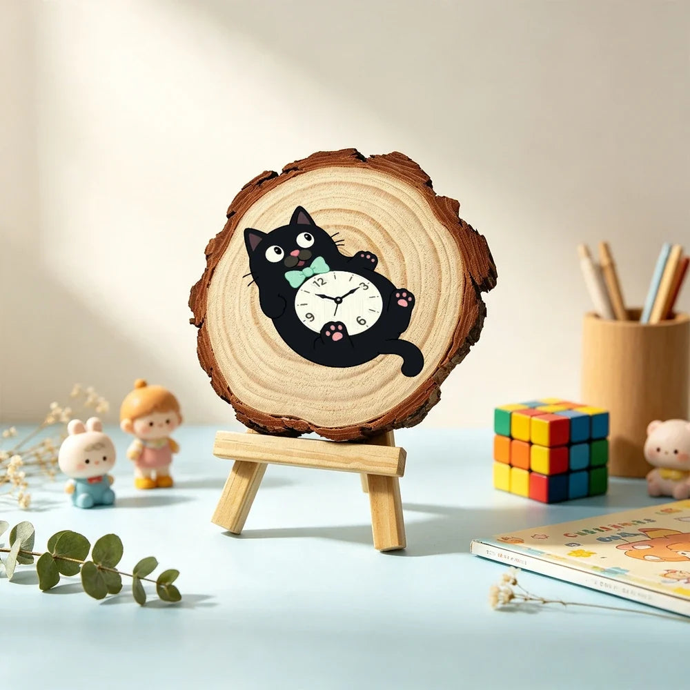 Paint by Numbers - Wood Slice | Lazy Cat Clock