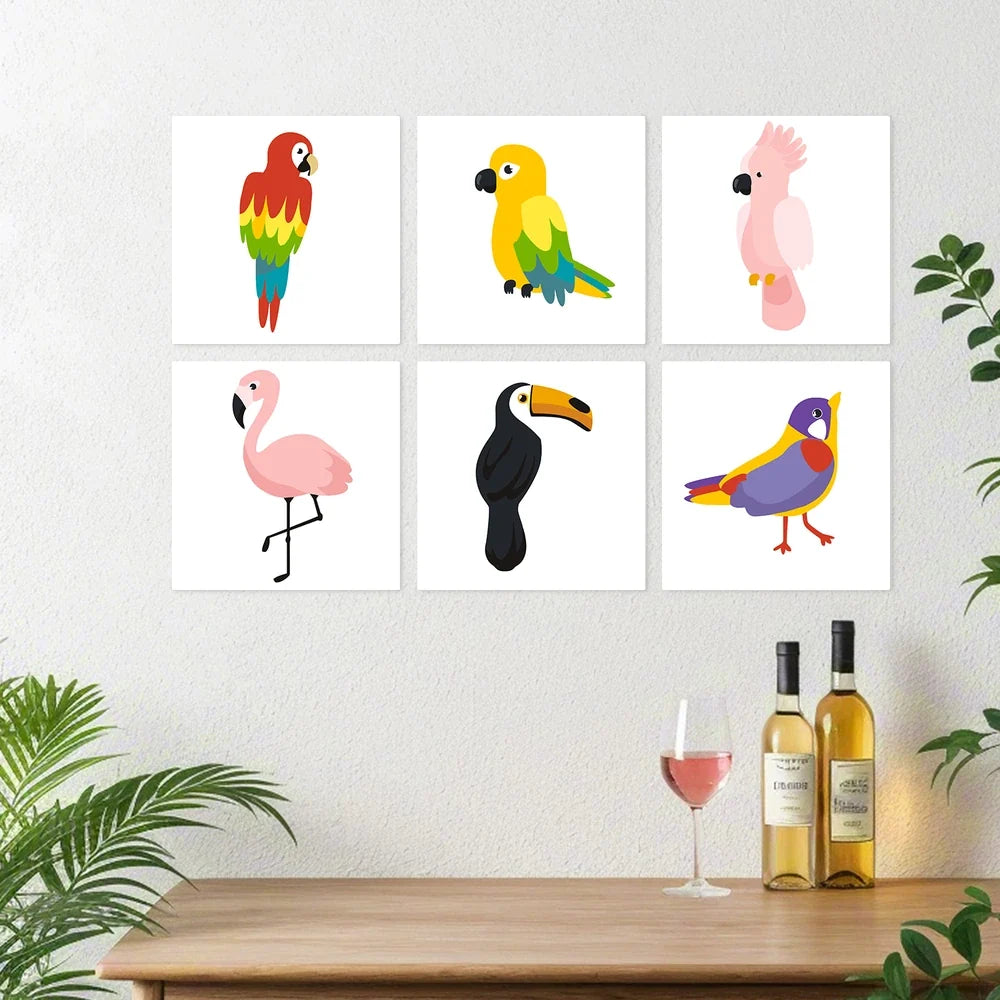 Paint by Numbers – 6 Mini Paintings | Tropical Bird Squares (Square)