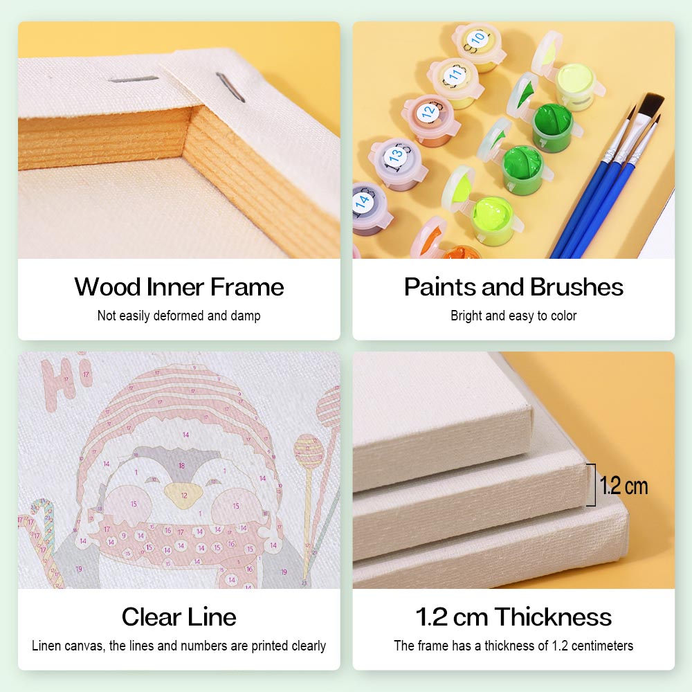 Paint by Numbers – 6 Mini Paintings | Christmas Penguins Set