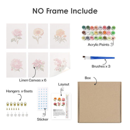 Paint by Numbers – 6 Mini Paintings | Flower Collection