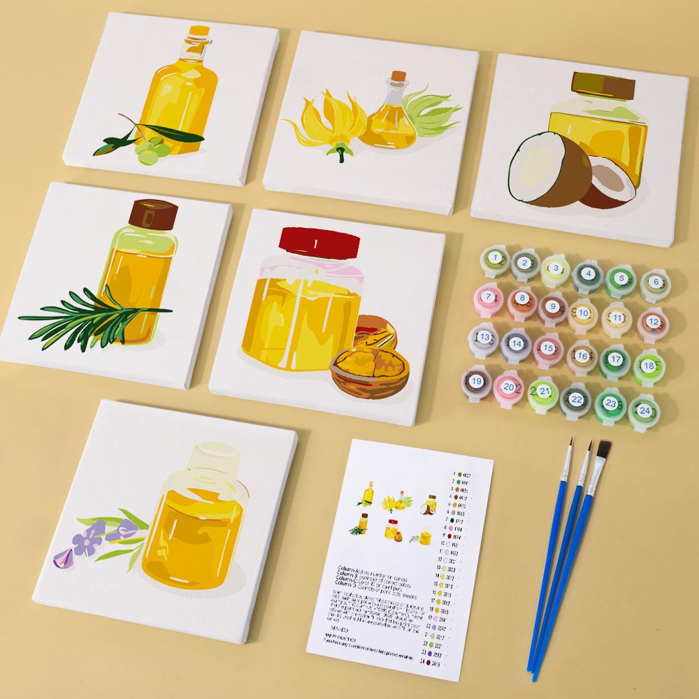 Paint by Numbers – 6 Mini Paintings | Essential Oils & Botanicals Set