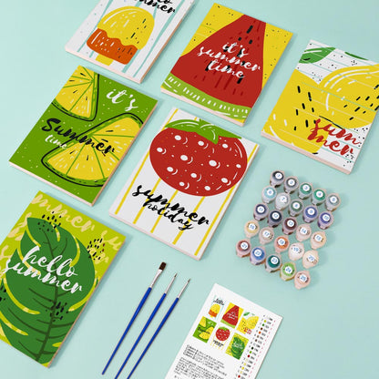 Paint by Numbers – 6 Mini Paintings | Summer Fruits & Fun Set