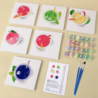 Paint by Numbers – 6 Mini Paintings | Top View Summer Drinks Set