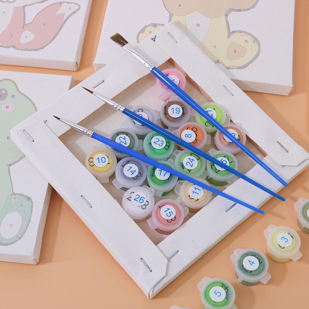 
Paint by Numbers – 6 Mini Paintings | Kawaii Animal Friends Set