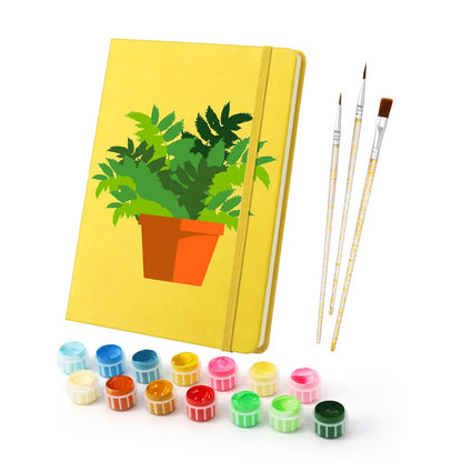 Paint by Numbers Hardcover Journal Notebook - Green Potted Plant
