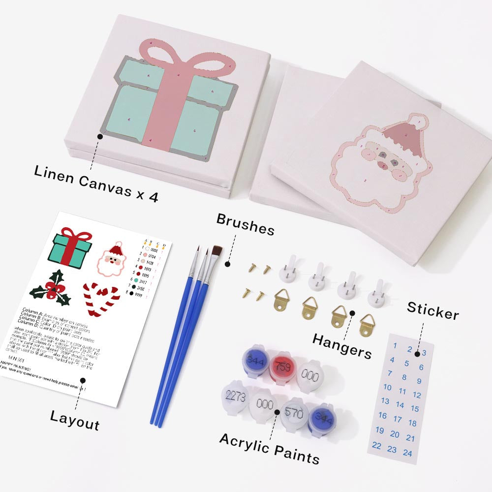 
Paint by Numbers – 4 Mini Paintings | Christmas Joy Set