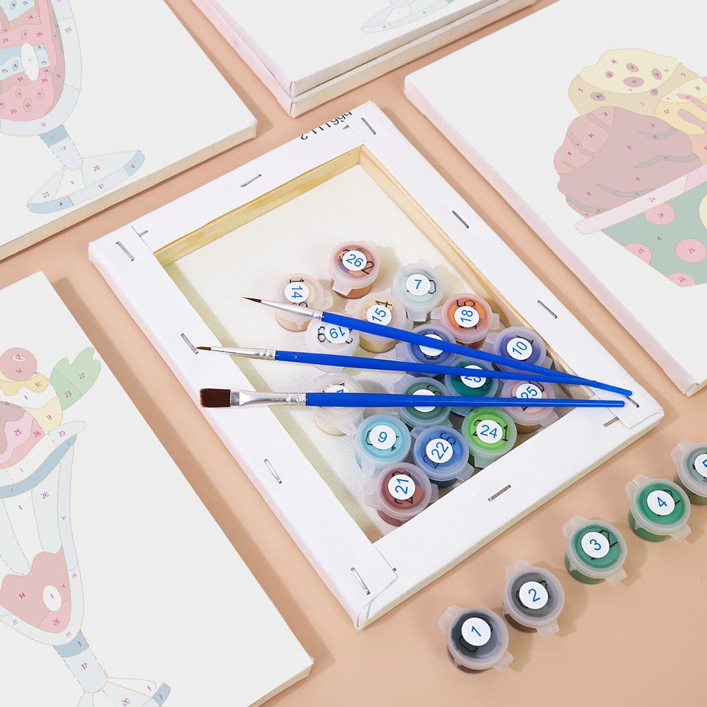 Paint by Numbers – 6 Mini Paintings | Colorful Ice Cream Delights Set