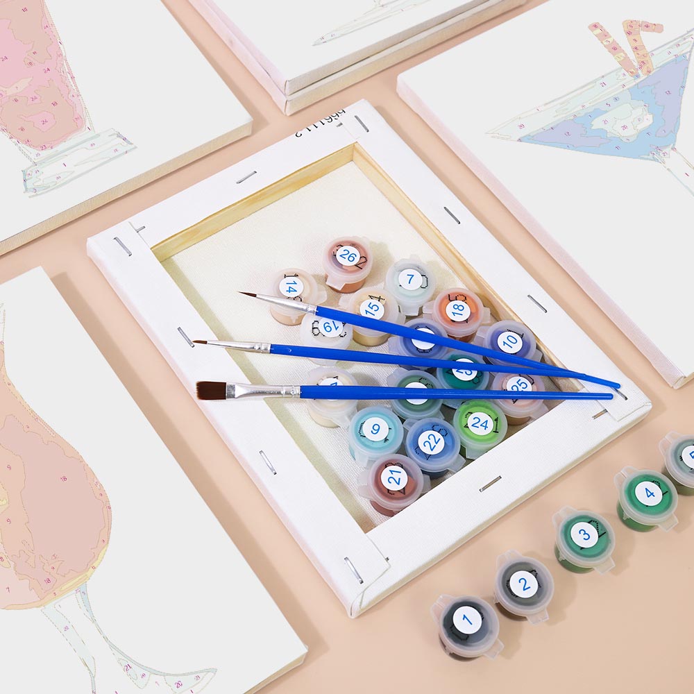 
Paint by Numbers – 6 Mini Paintings | Tropical Cocktail Collection Set