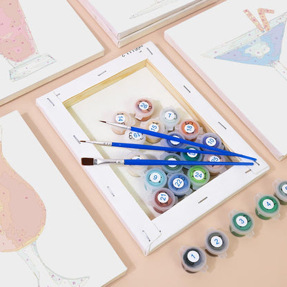 Paint by Numbers – 6 Mini Paintings | Tropical Cocktail Collection Set