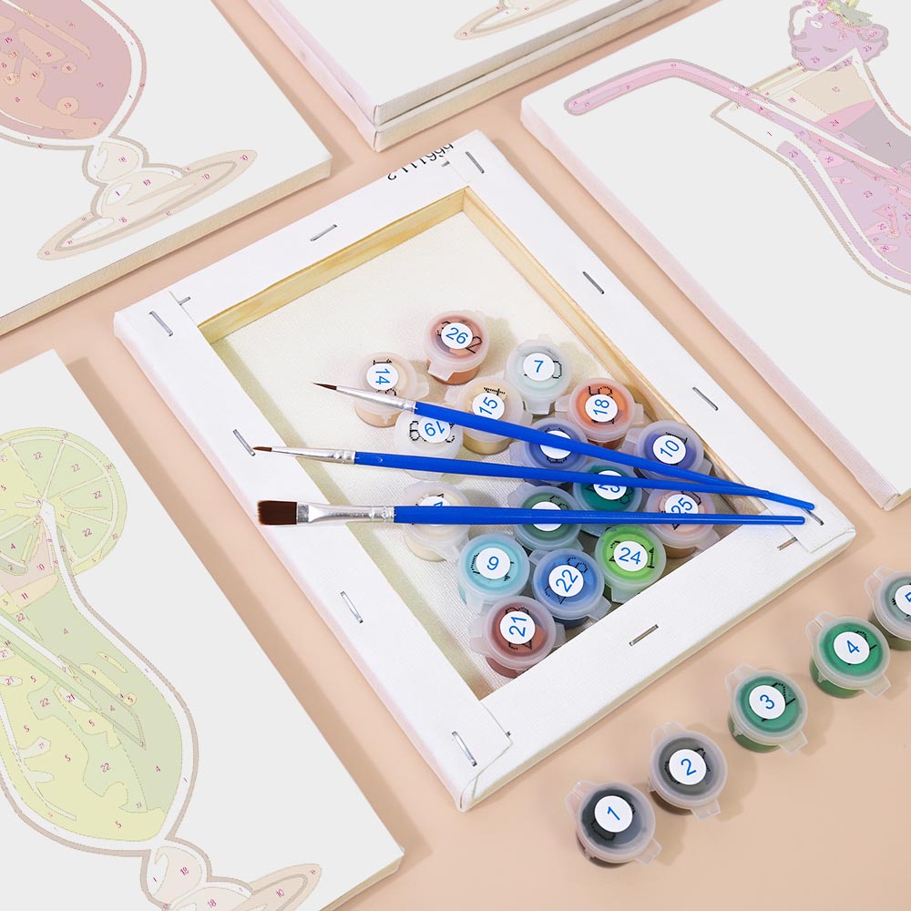Paint by Numbers – 6 Mini Paintings | Exotic Cocktail Glasses Set