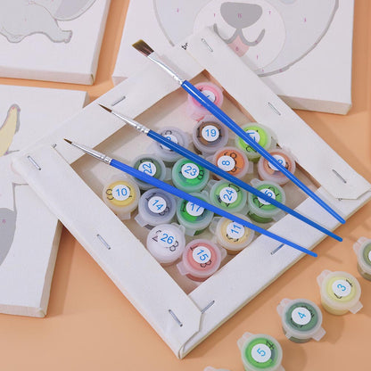 Paint by Numbers – 6 Mini Paintings | Animal Faces for Kids Set