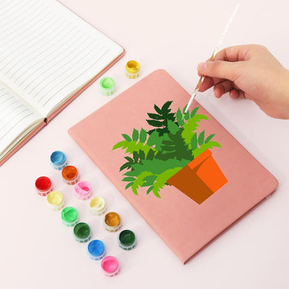 Paint by Numbers Hardcover Journal Notebook - Green Potted Plant