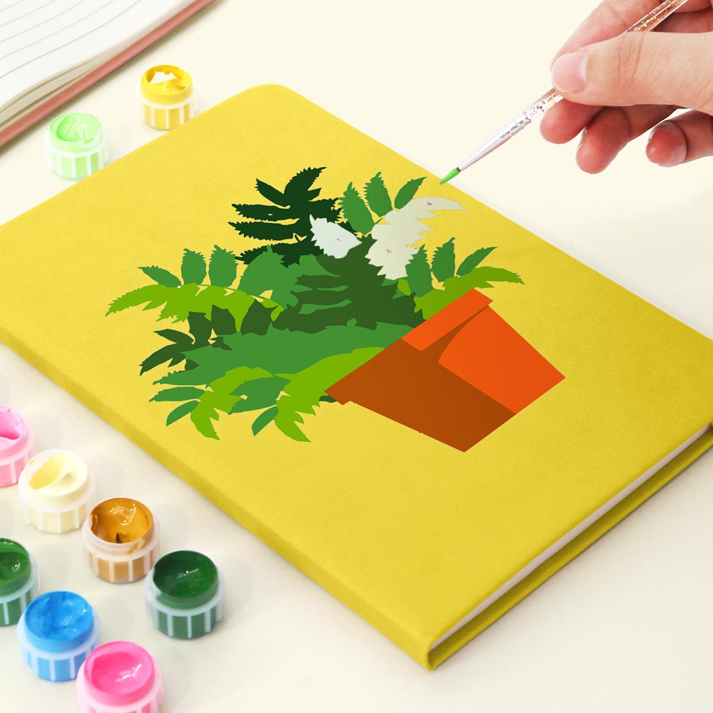 
Paint by Numbers Hardcover Journal Notebook - Green Potted Plant