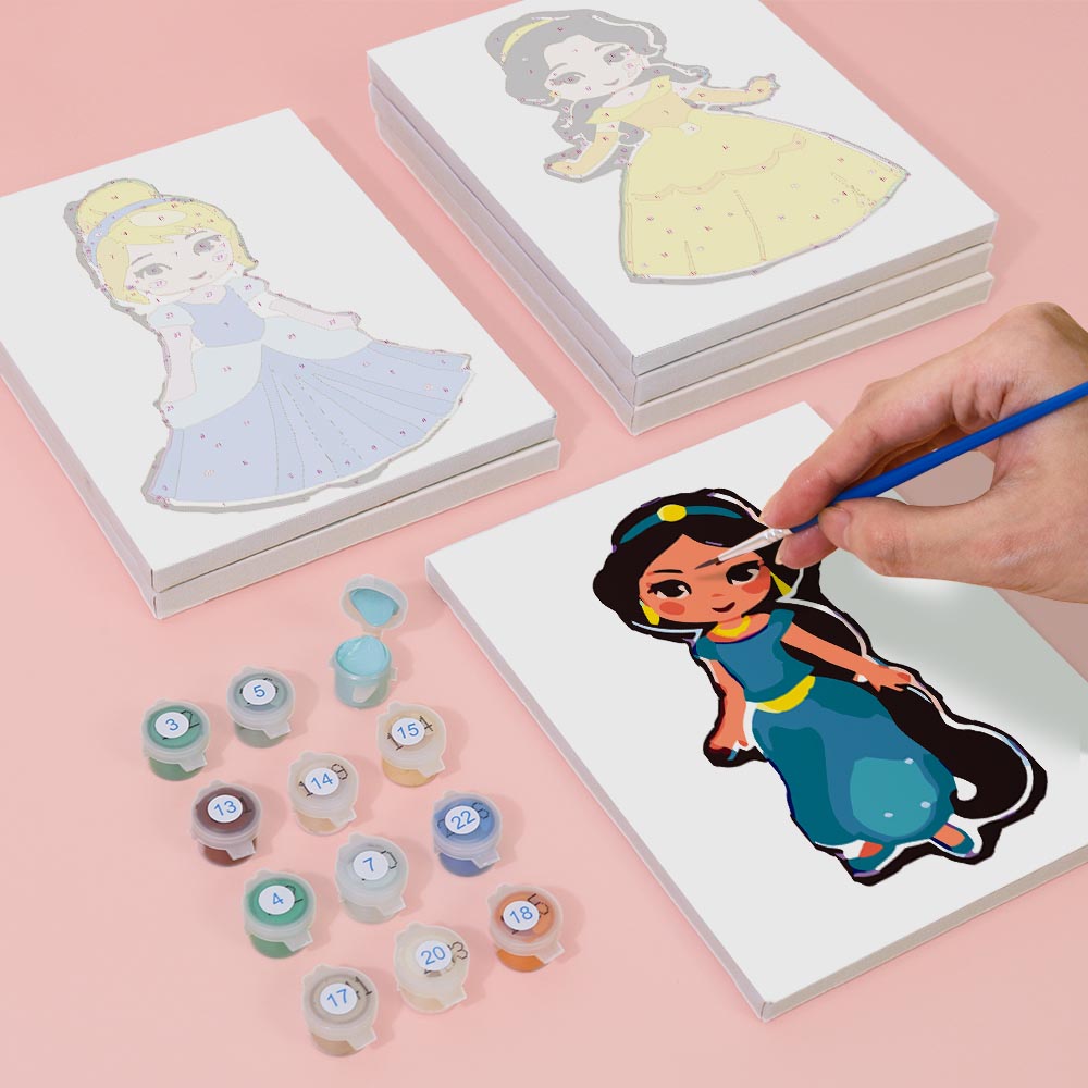 
Paint by Numbers – 6 Mini Paintings | Cute Princess Characters Set