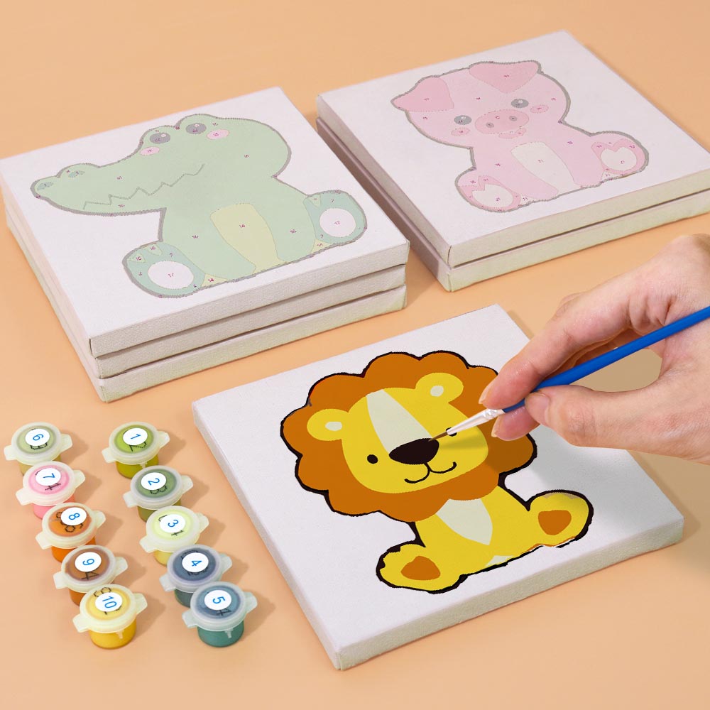 
Paint by Numbers – 6 Mini Paintings | Kawaii Animal Friends Set