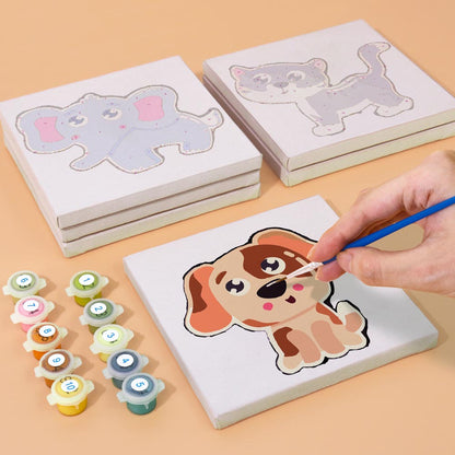 Paint by Numbers – 6 Mini Paintings | Cute Cartoon Animals Set