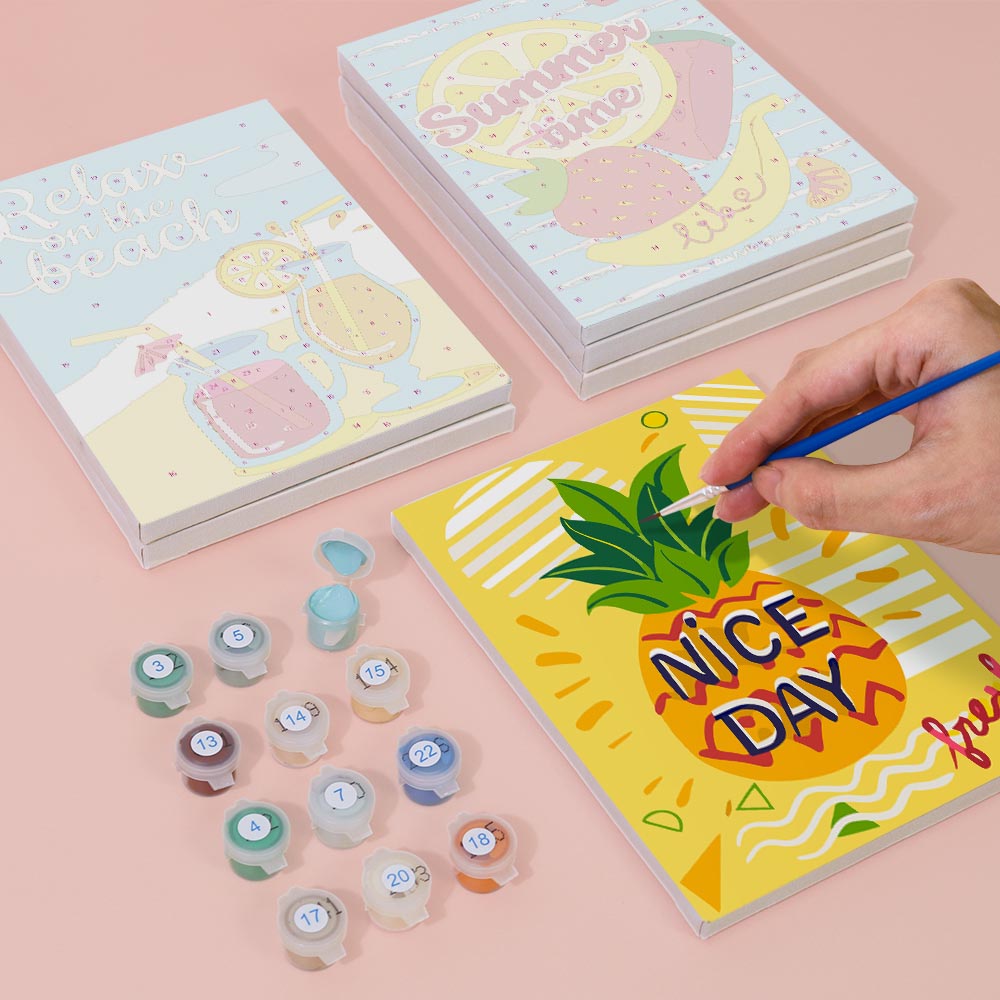Paint by Numbers – 6 Mini Paintings | Summer Vibes & Ice Cream Set