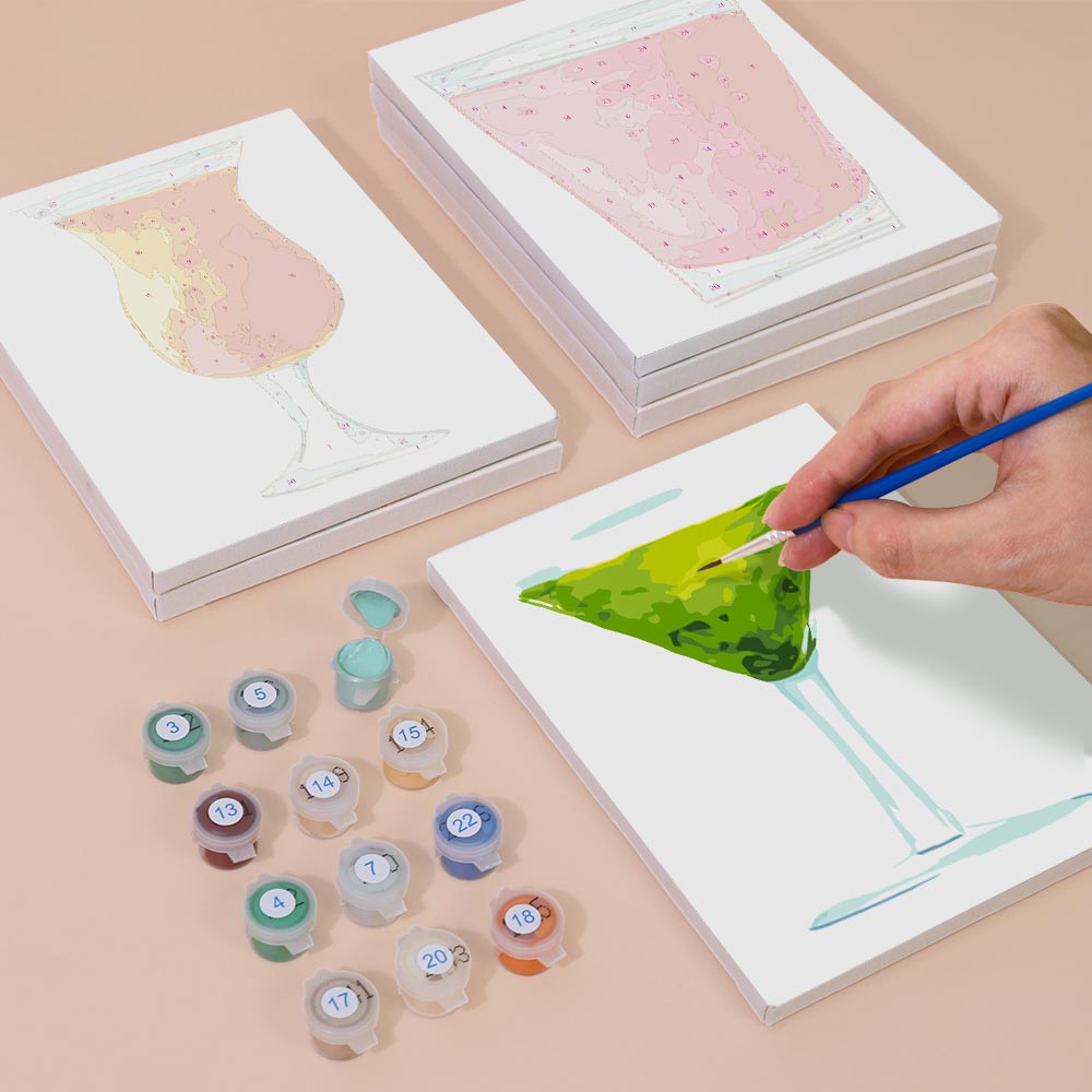 
Paint by Numbers – 6 Mini Paintings | Tropical Cocktail Collection Set