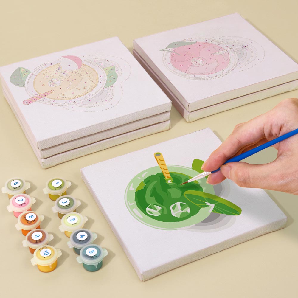 Paint by Numbers – 6 Mini Paintings | Top View Summer Drinks Set