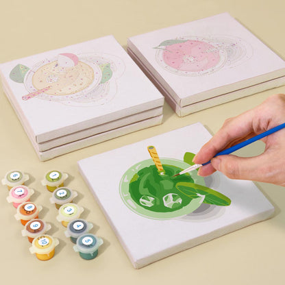 Paint by Numbers – 6 Mini Paintings | Top View Summer Drinks Set