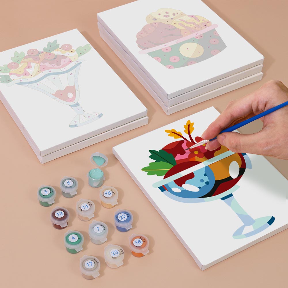 
Paint by Numbers – 6 Mini Paintings | Colorful Ice Cream Delights Set