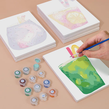 Paint by Numbers – 6 Mini Paintings | Abstract Summer Cocktails Set