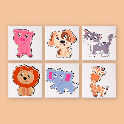 Paint by Numbers – 6 Mini Paintings | Cute Cartoon Animals Set