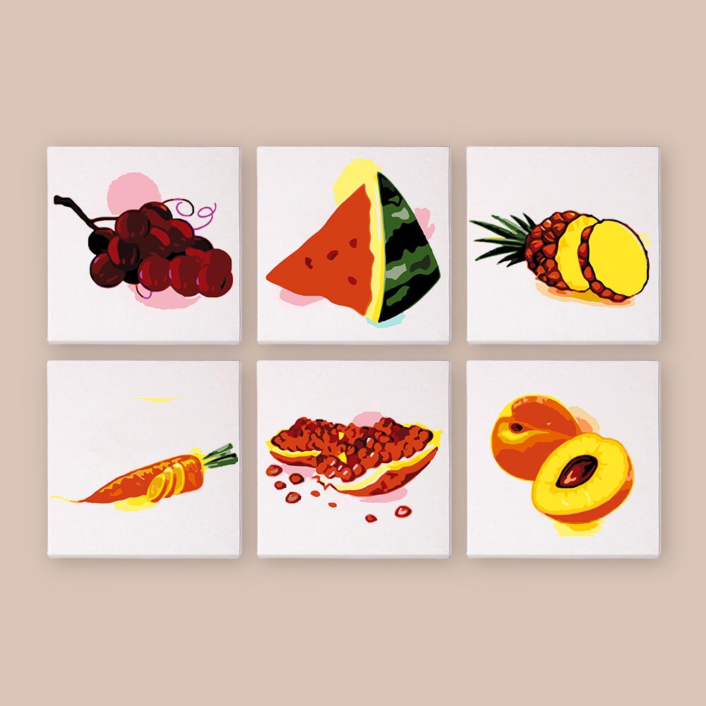 Paint by Numbers – 6 Mini Paintings | Juicy Fruit Set