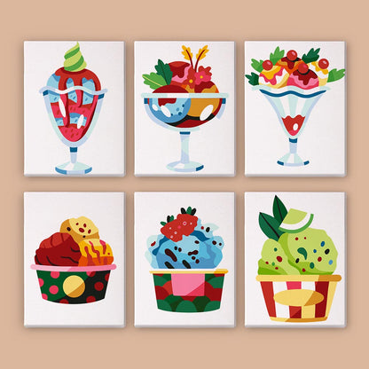 Paint by Numbers – 6 Mini Paintings | Colorful Ice Cream Delights Set