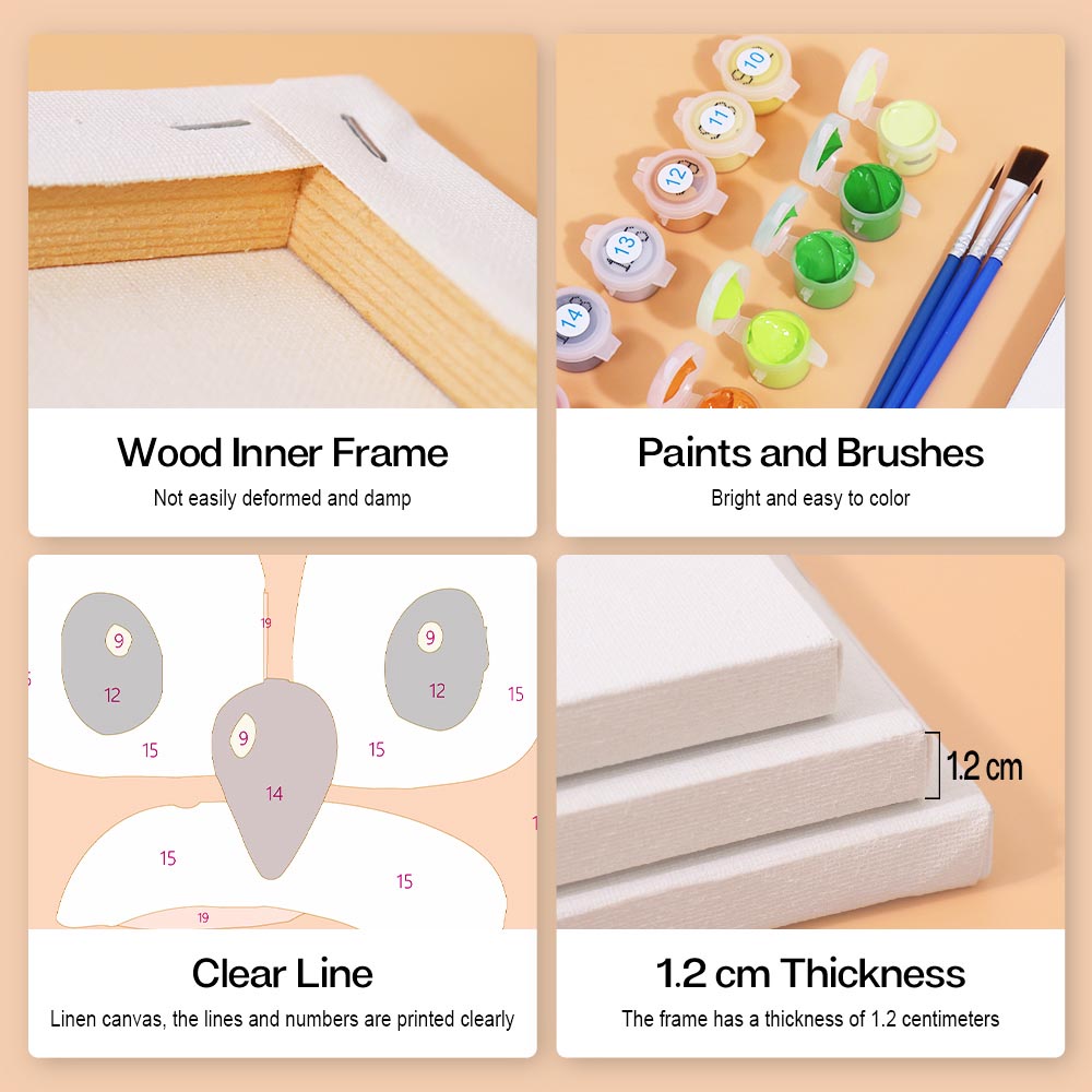 
Paint by Numbers – 6 Mini Paintings | Funny Animal Faces Set