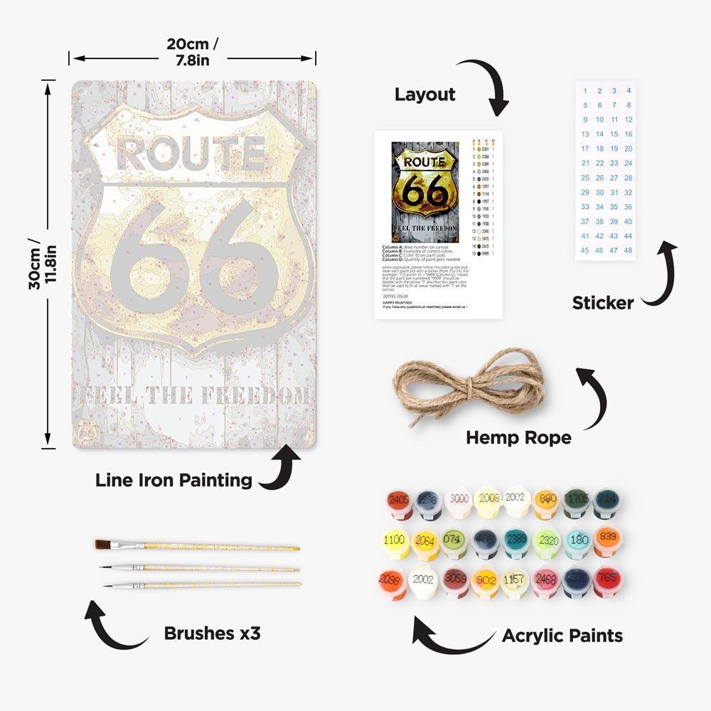 
Paint by Numbers – Vintage Road Sign Art | Route 66 Freedom