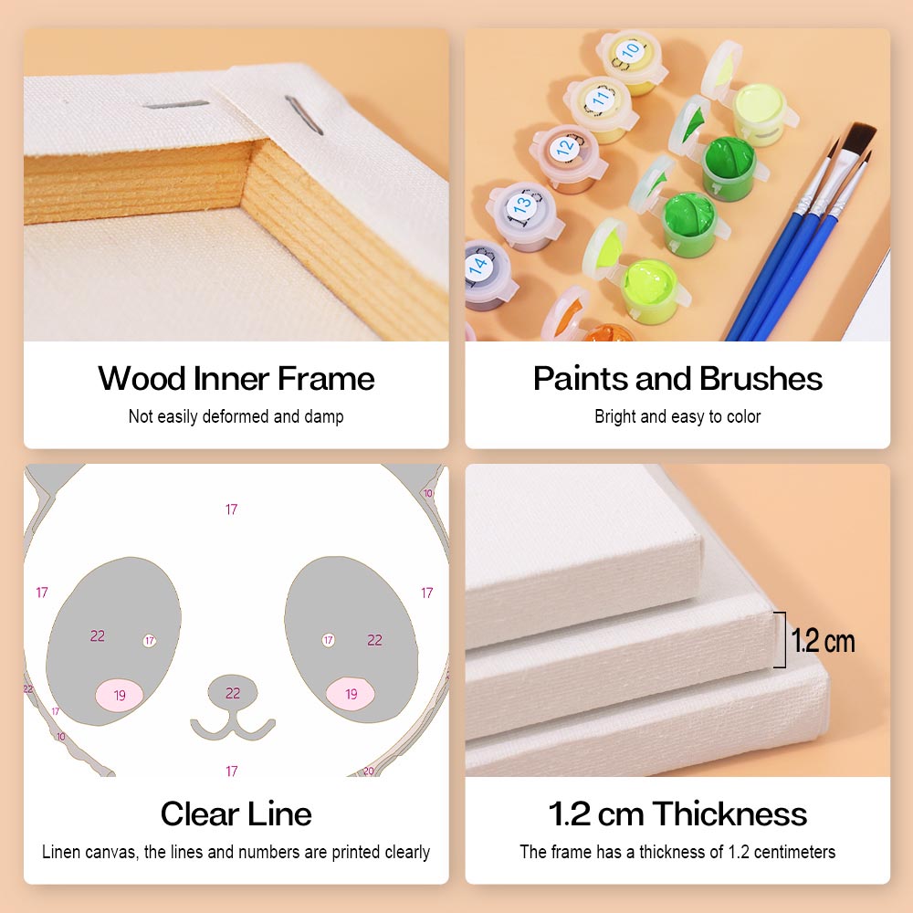
Paint by Numbers – 6 Mini Paintings | Kawaii Animal Friends Set