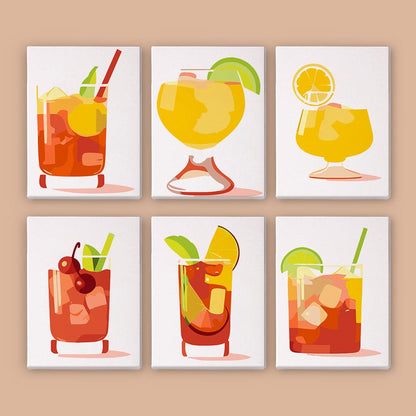 Paint by Numbers – 6 Mini Paintings | Refreshing Summer Cocktails Set