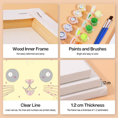 Paint by Numbers – 6 Mini Paintings | Sweet Animal Faces Set