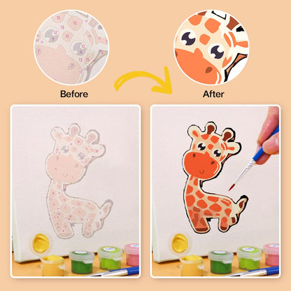 Paint by Numbers – 6 Mini Paintings | Cute Cartoon Animals Set
