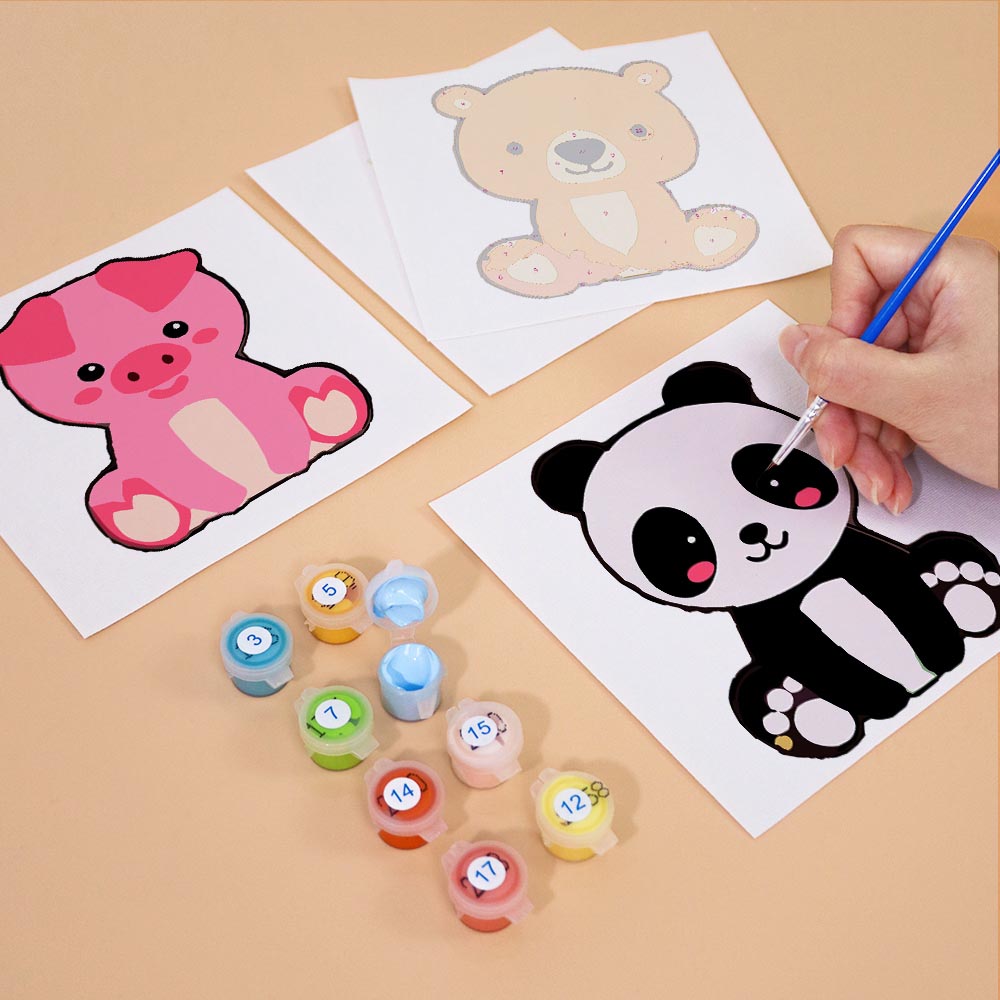 
Paint by Numbers – 6 Mini Paintings | Kawaii Animal Friends Set