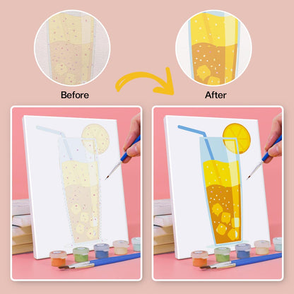 Paint by Numbers – 6 Mini Paintings | Colorful Sparkling Drinks Set
