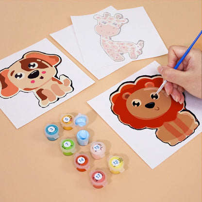 Paint by Numbers – 6 Mini Paintings | Cute Cartoon Animals Set