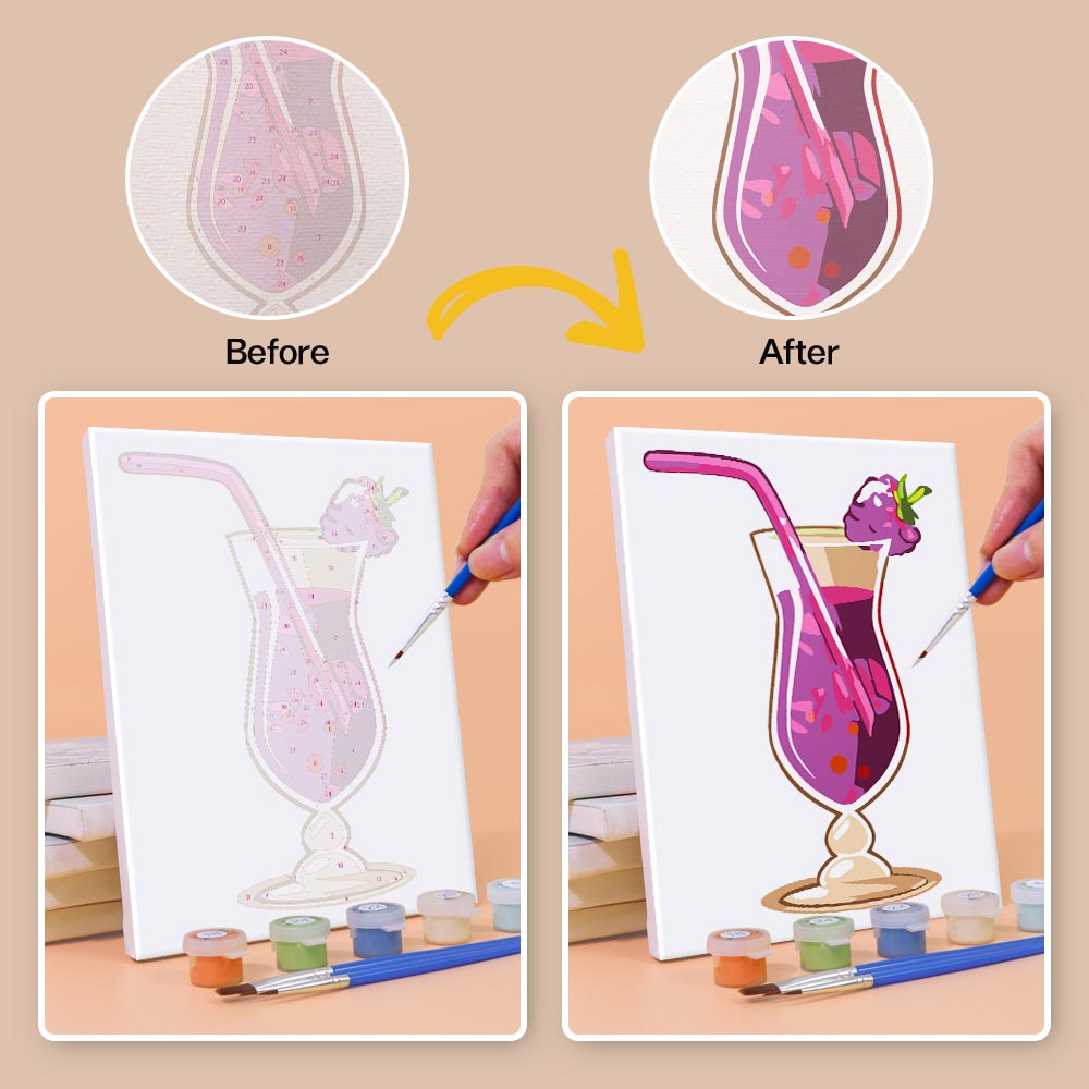 Paint by Numbers – 6 Mini Paintings | Exotic Cocktail Glasses Set