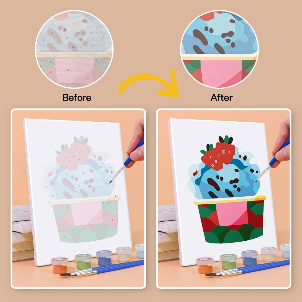 Paint by Numbers – 6 Mini Paintings | Colorful Ice Cream Delights Set