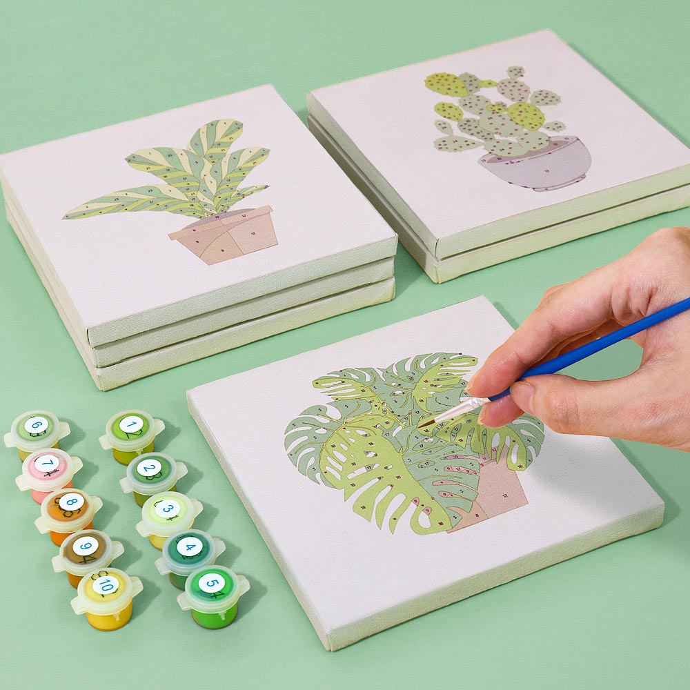 Paint by Numbers – 9 Mini Paintings | Houseplants Set