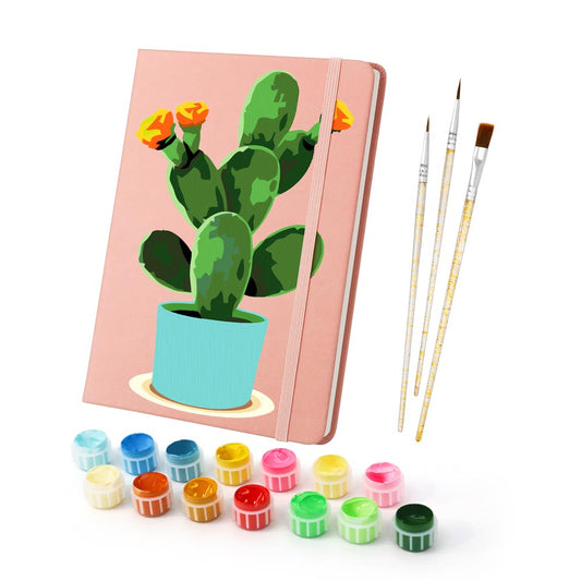 Paint by Numbers Hardcover Journal Notebook - Flowering Cactus