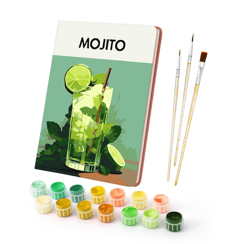 Paint by Numbers Hardcover Journal Notebook - Mojito Cocktail