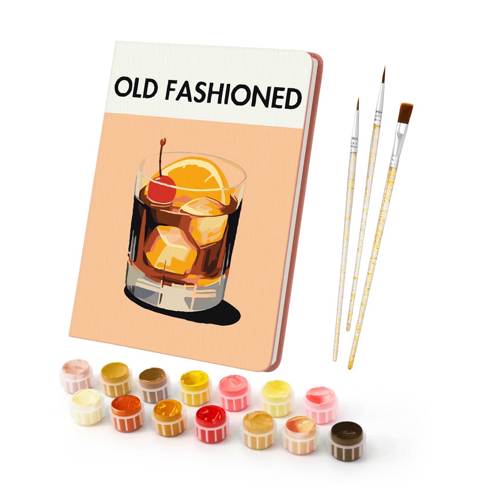 Paint by Numbers Hardcover Journal Notebook - Old Fashioned Cocktail