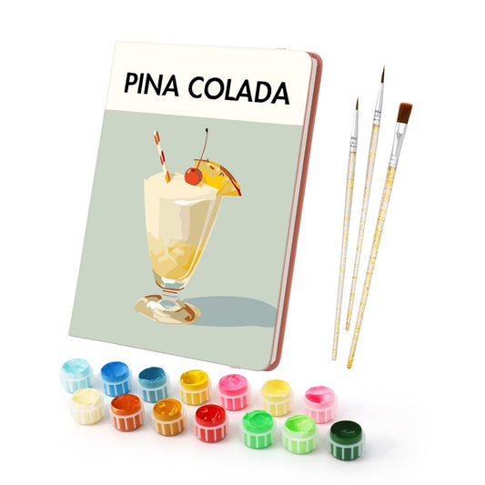 Paint by Numbers Hardcover Journal Notebook - Pina Colada Cocktail